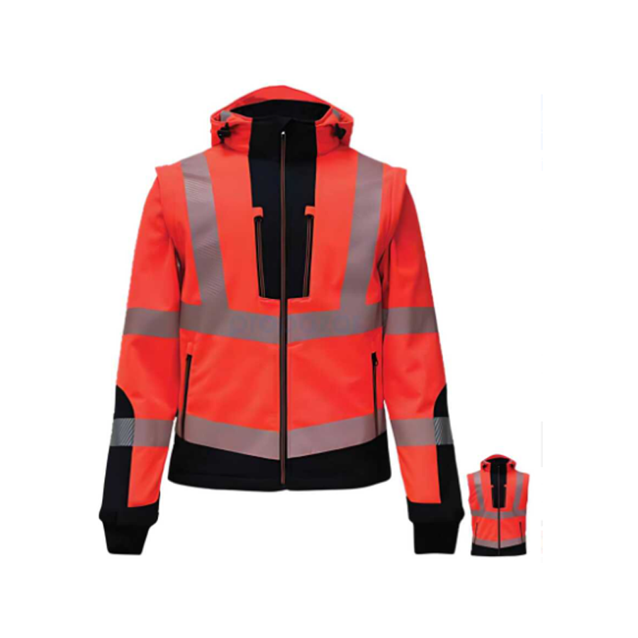 Vızwell VWJK521 Yüksek Görünümlü Rıpstop Softshell Kollar Çıkmalı Mont