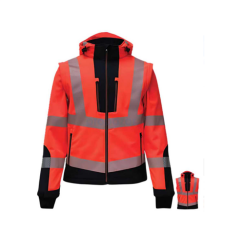 Vızwell VWJK521 Yüksek Görünümlü Rıpstop Softshell Kollar Çıkmalı Mont