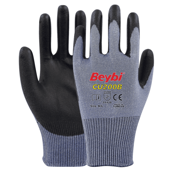 CU200 B PU Kaplı Polietilen Kesilmeye Dirençli Örme Eldiven