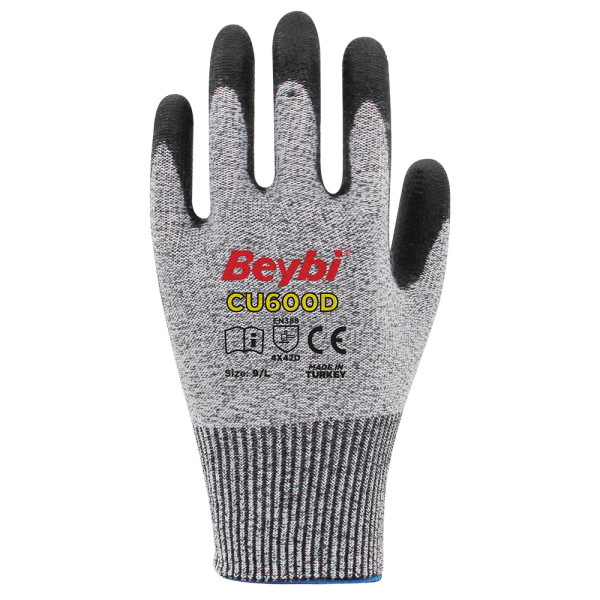 CU600 D PU Kaplı Polietilen Kesilmeye Dirençli Örme Eldiven