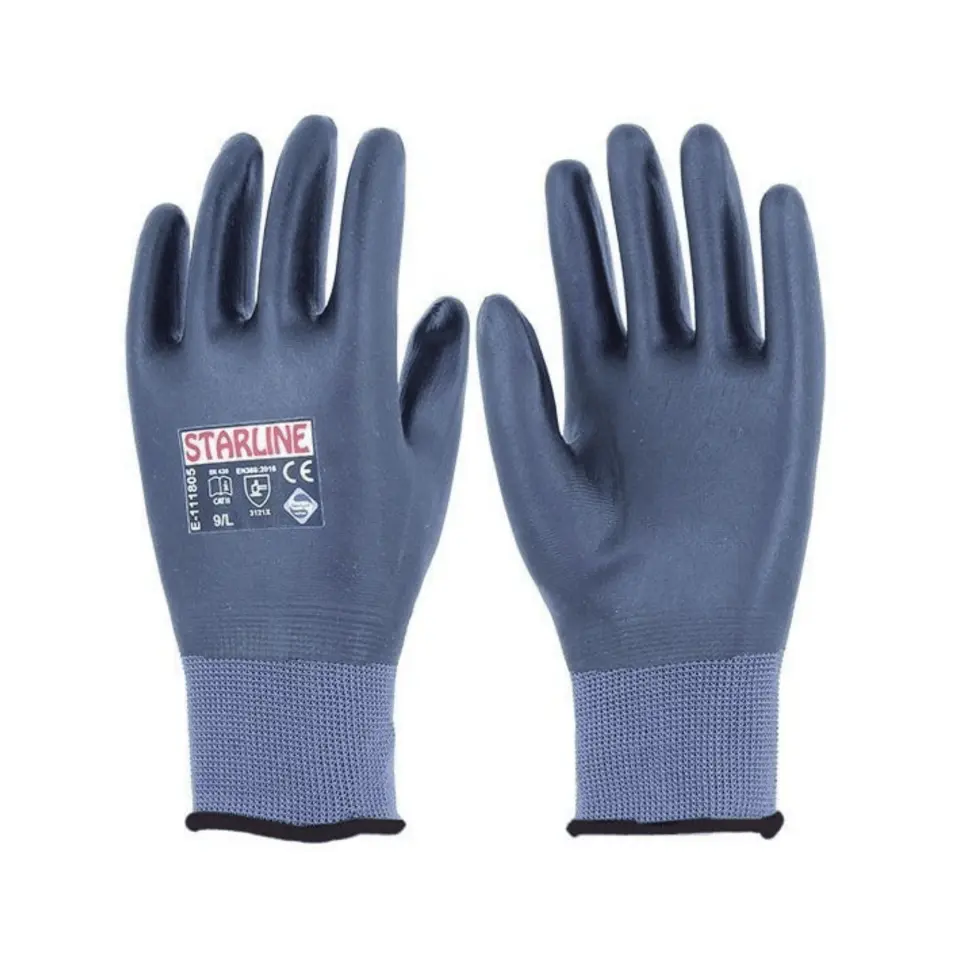 Starline E-111805 4/4 Köpük Nitril Kaplı Polyester Astarlı İş Eldiven EN388-3121X