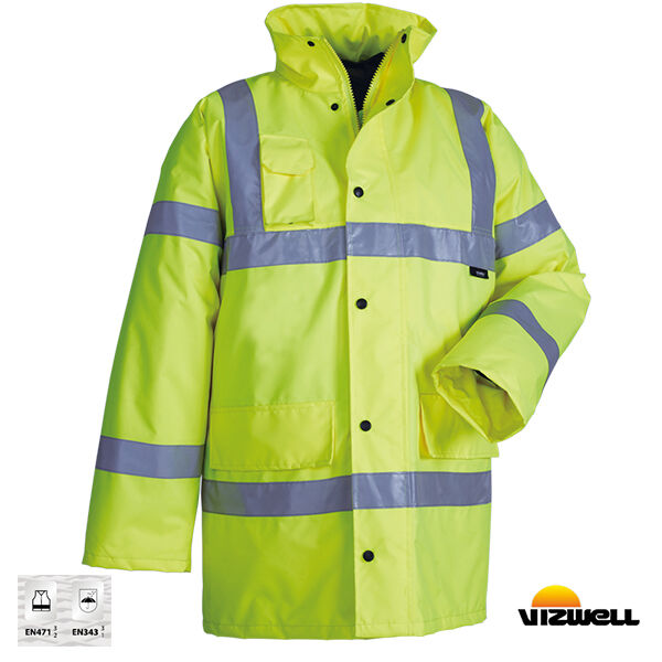 Vizwell VWJK01 300 D Oxford Reflektörlü İçi Kapitoneli Parka - Sarı