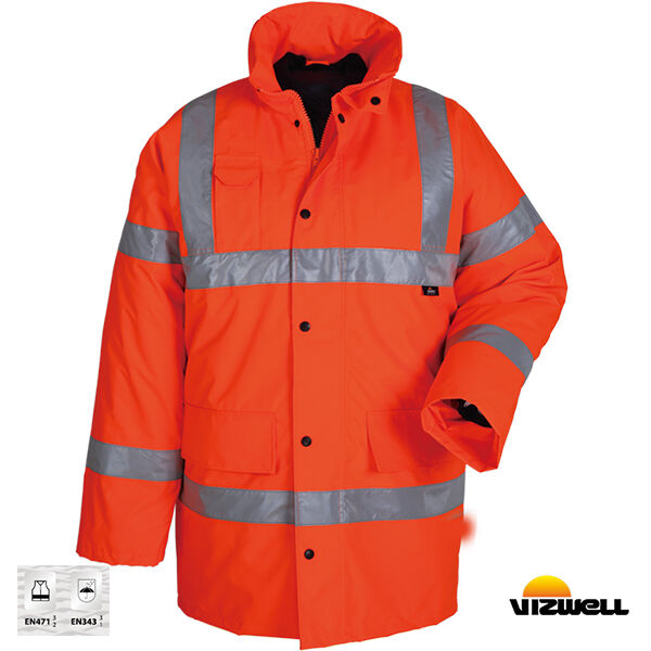 Vizwell VWJK01 300 D Oxford Reflektörlü İçi Kapitoneli Parka - Turuncu
