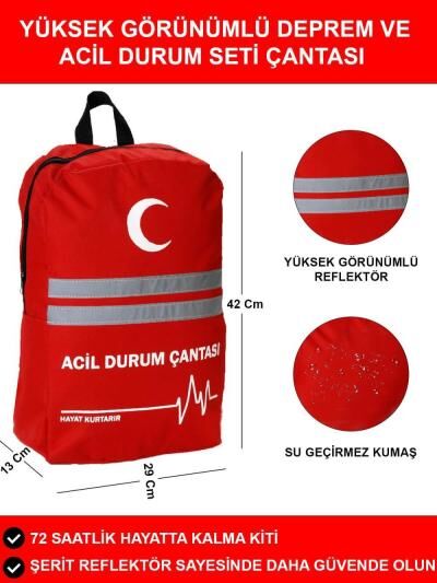 Sırt Deprem Çantası Afet ve Acil Durum İlk Yardım Seti
