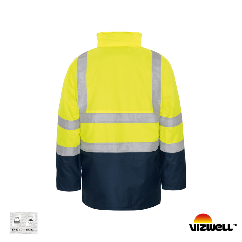 Vizwell VWJK44 300 D Oxford Reflektörlü 5+1 Parka 5 Farklı Kullanım Modeli - Sarı/Lacivert