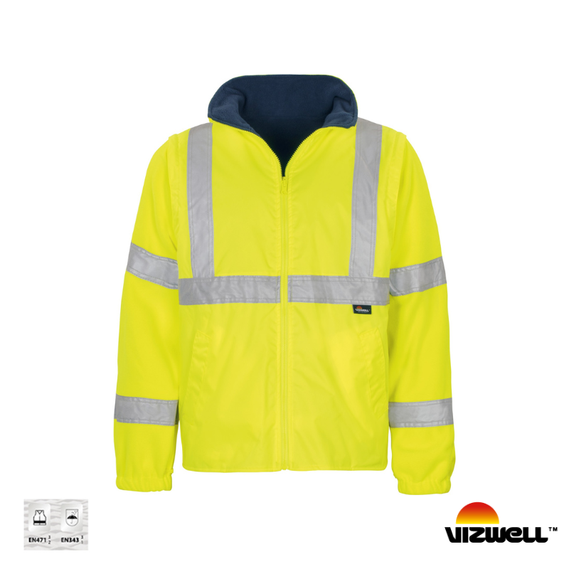 Vizwell VWJK44 300 D Oxford Reflektörlü 5+1 Parka 5 Farklı Kullanım Modeli - Sarı/Lacivert