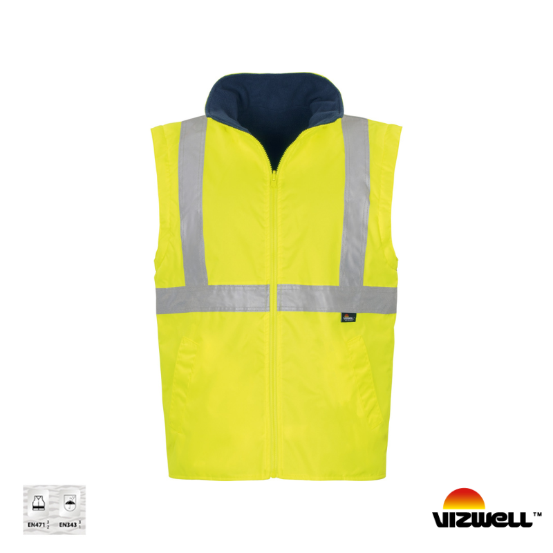 Vizwell VWJK44 300 D Oxford Reflektörlü 5+1 Parka 5 Farklı Kullanım Modeli - Sarı/Lacivert