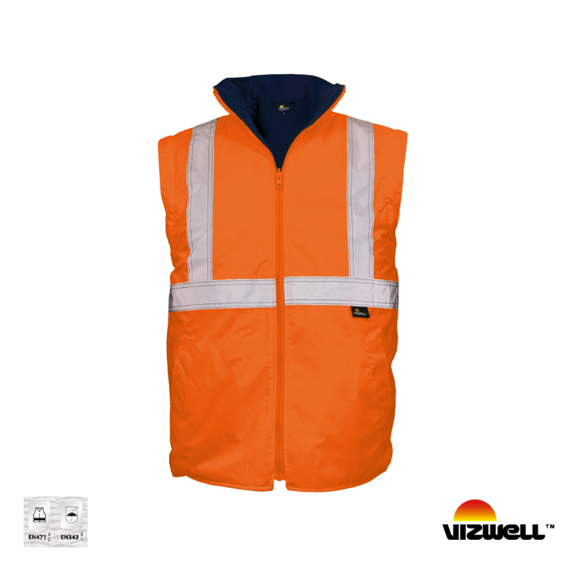 Vizwell VWJK44 300 D Oxford Reflektörlü 5+1 Parka 5 Farklı Kullanım Modeli - Turuncu/Lacivert