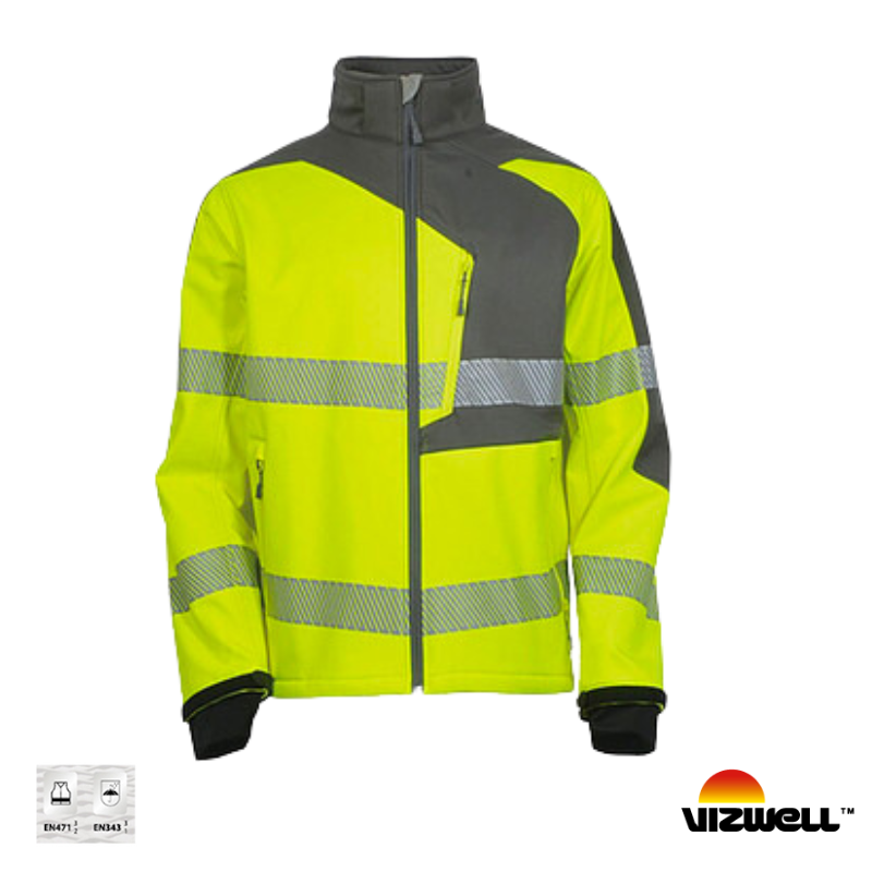 Vizwell VWJK267 Reflektörlü Softshell Model Teknik Mont - Sarı
