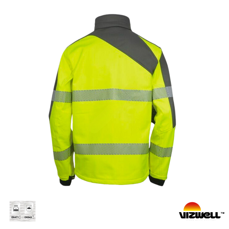 Vizwell VWJK267 Reflektörlü Softshell Model Teknik Mont - Sarı