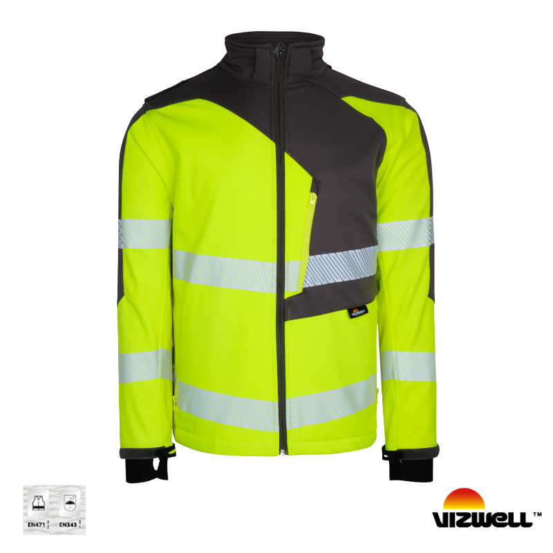 Vizwell VWJK267 Reflektörlü Softshell Model Teknik Mont - Sarı