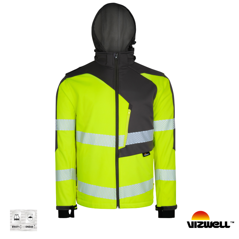 Vizwell VWJK267 Reflektörlü Softshell Model Teknik Mont - Sarı