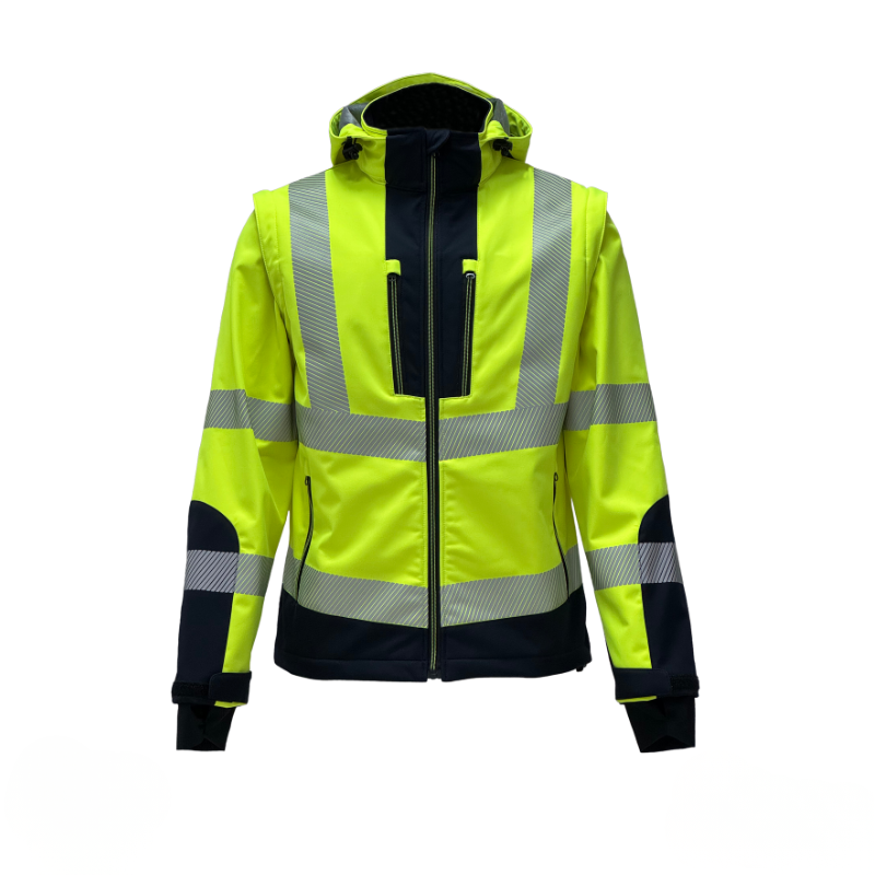 Vizwell VWJK521 Reflektörlü Ripstop Softshell Kollar Çıkmalı Teknik Mont - Sarı