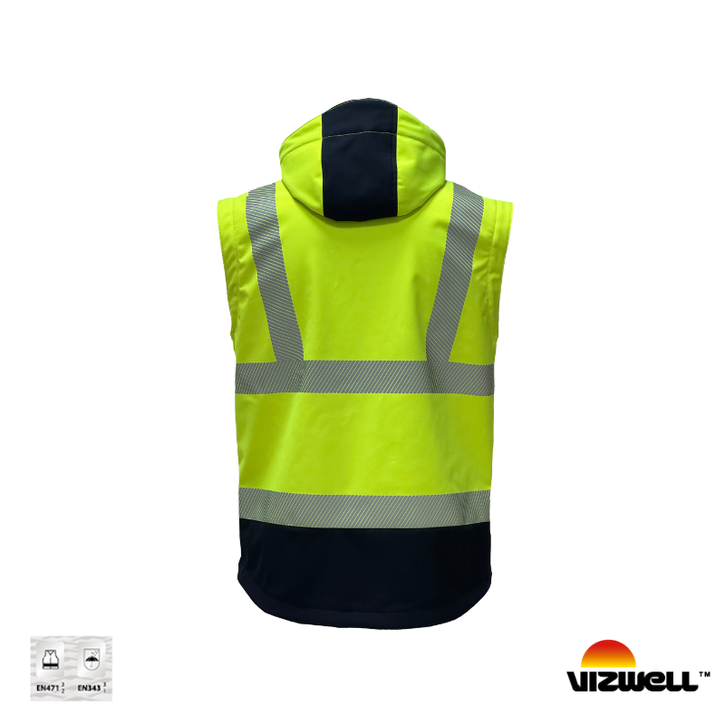 Vizwell VWJK521 Reflektörlü Ripstop Softshell Kollar Çıkmalı Teknik Mont - Sarı