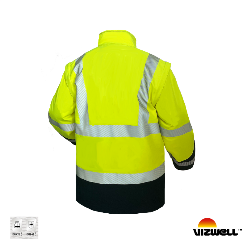 Vizwell VWJK521 Reflektörlü Ripstop Softshell Kollar Çıkmalı Teknik Mont - Sarı