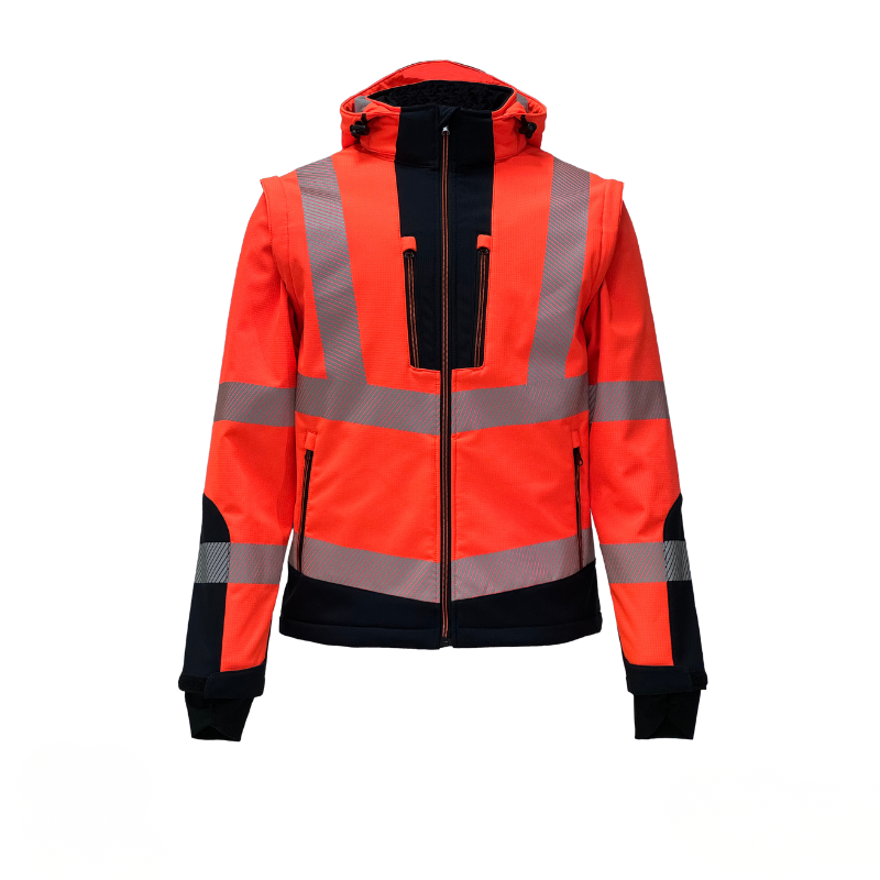 Vizwell VWJK521 Reflektörlü Ripstop Softshell Kollar Çıkmalı Teknik Mont - Turuncu