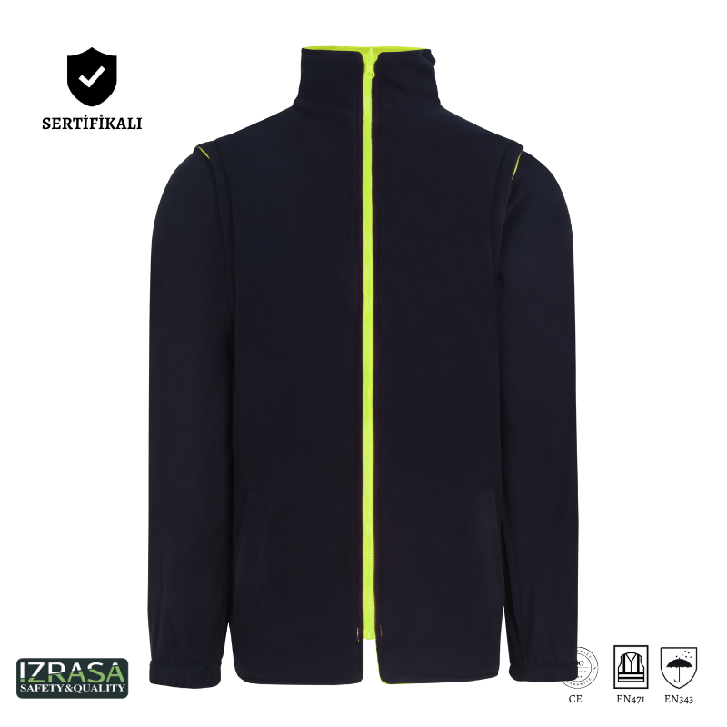 IZRASA NT44 300 D Oxford 5+1 Reflektörlü Parka 5 Farklı Kullanım Modeli - Sarı/Lacivert