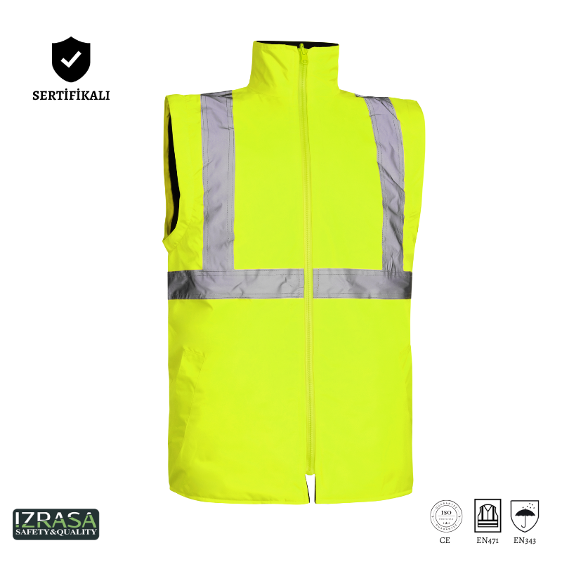 IZRASA NT44 300 D Oxford 5+1 Reflektörlü Parka 5 Farklı Kullanım Modeli - Sarı/Lacivert