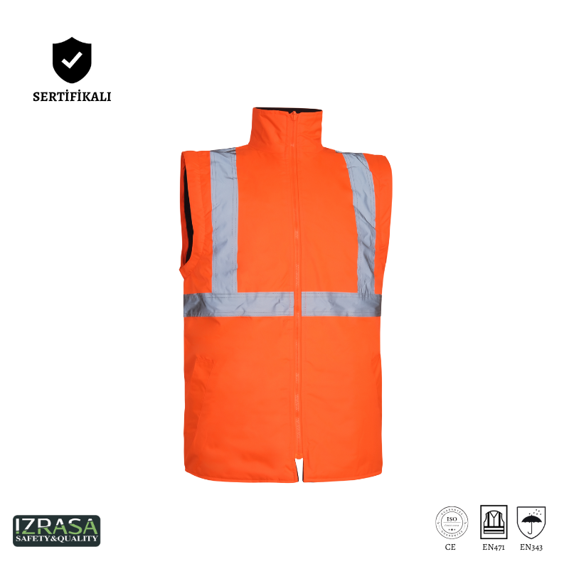 IZRASA NT44 300 D Oxford 5+1 Reflektörlü Parka 5 Farklı Kullanım Modeli - Turuncu/Lacivert