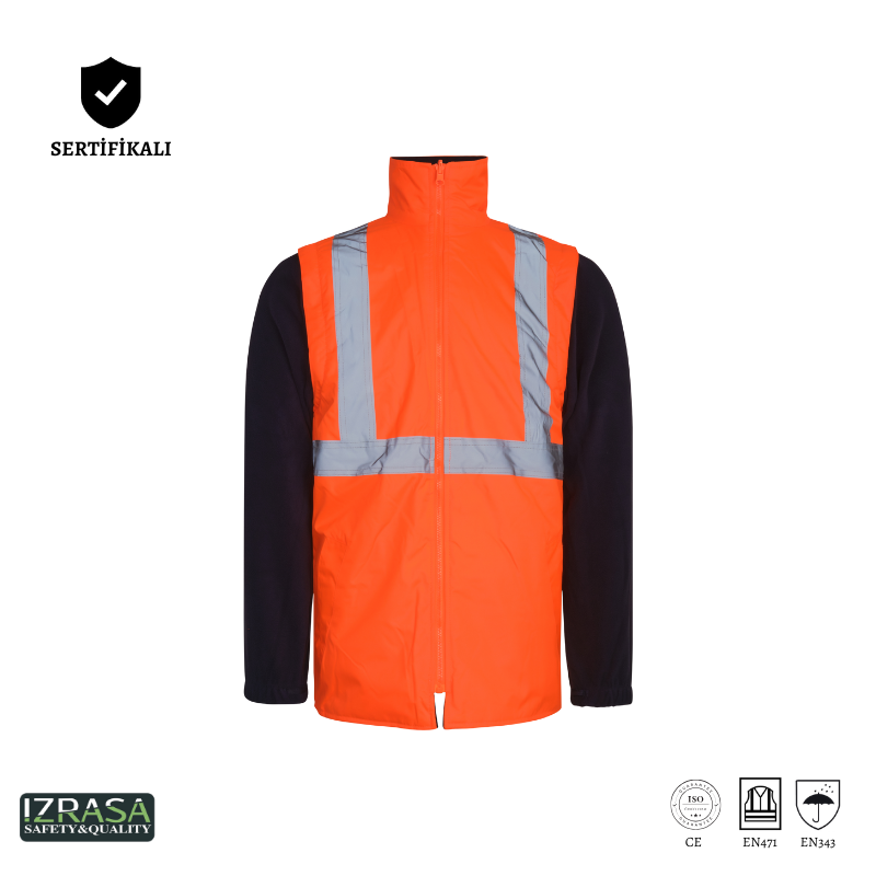 IZRASA NT44 300 D Oxford 5+1 Reflektörlü Parka 5 Farklı Kullanım Modeli - Turuncu/Lacivert