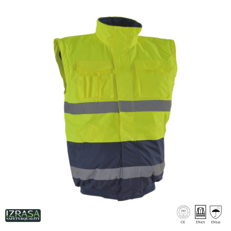 IZRASA NT60 300 D Oxford Kolları Çıkmalı İçi Polarlı Pilot Mont - Sarı/Lacivert