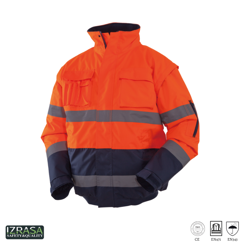 IZRASA NT60 300 D Oxford Kolları Çıkmalı İçi Polarlı Pilot Mont - Turuncu/Lacivert