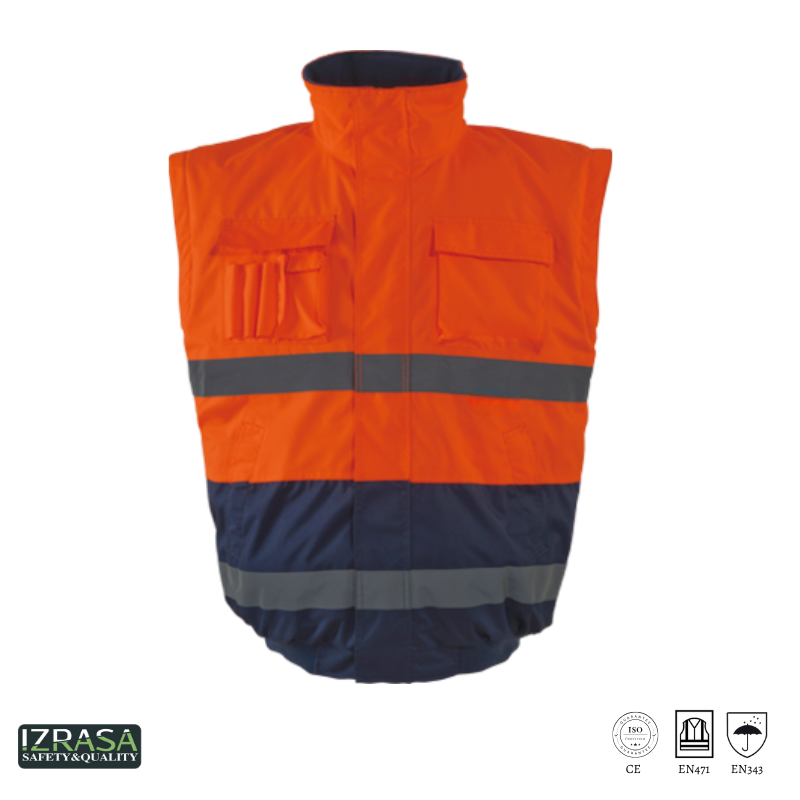 IZRASA NT60 300 D Oxford Kolları Çıkmalı İçi Polarlı Pilot Mont - Turuncu/Lacivert