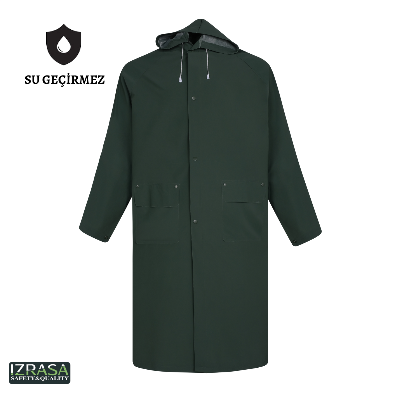 IZRASA NM05 PVC Astarlı Pardesü Yağmurluk - Haki