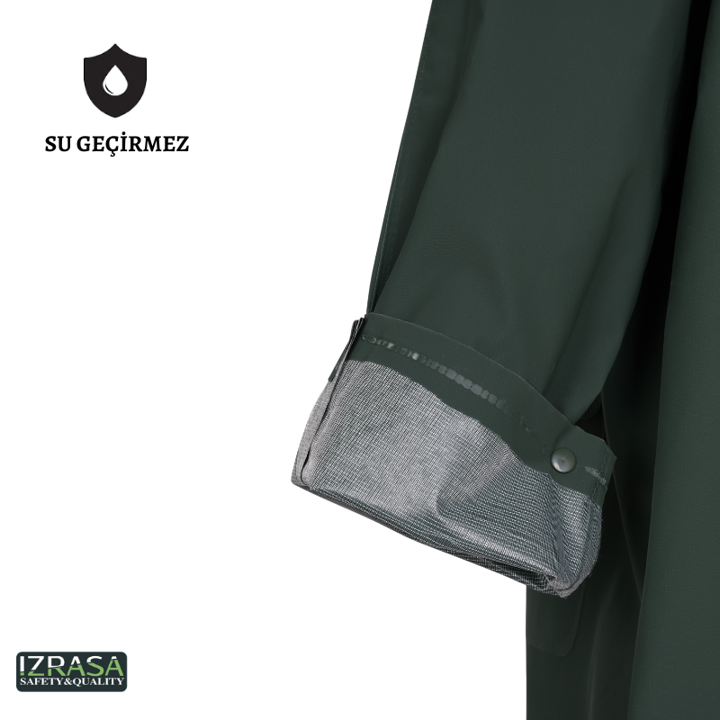 IZRASA NM05 PVC Astarlı Pardesü Yağmurluk - Haki