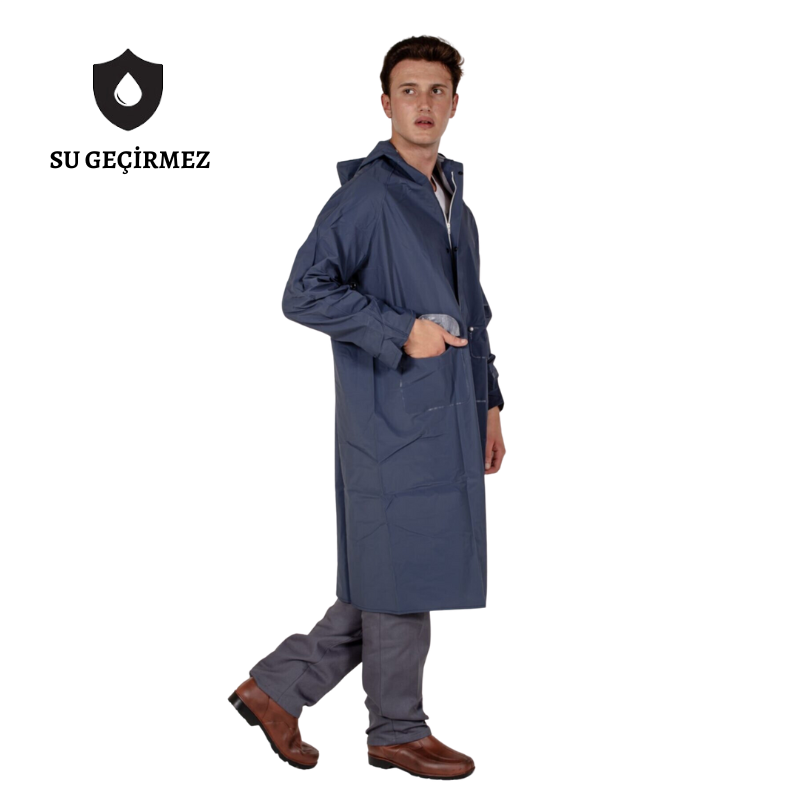 IZRASA NM05 PVC Astarlı Pardesü Yağmurluk - Lacivert