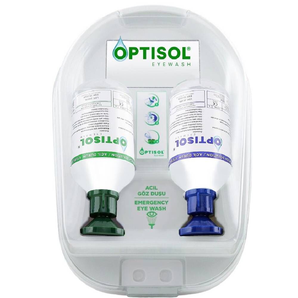 OPTİSOL Göz Duşu Duvar Panosu Kimyasal + Toz 2x500ml