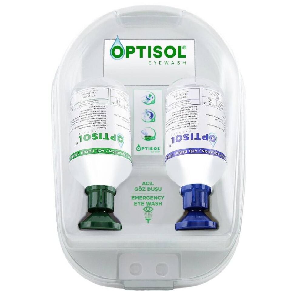OPTİSOL Göz Duşu Duvar Panosu Kimyasal + Toz 2x500ml