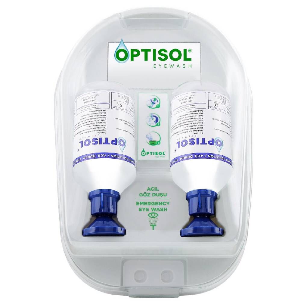 OPTİSOL Göz Duşu Duvar Panosu Kimyasal 2x500ml Steril Fosfat 4.9%
