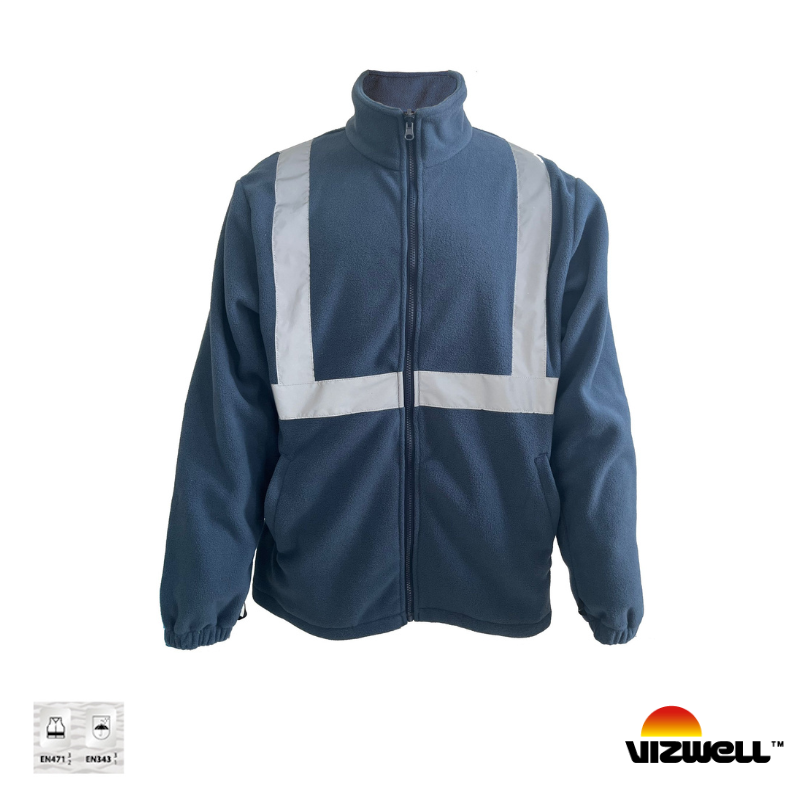 Vizwell VWJK34 300 D Oxford Reflektörlü 3+1 Parka 3 Farklı Kullanım Modeli - Sarı-Lacivert