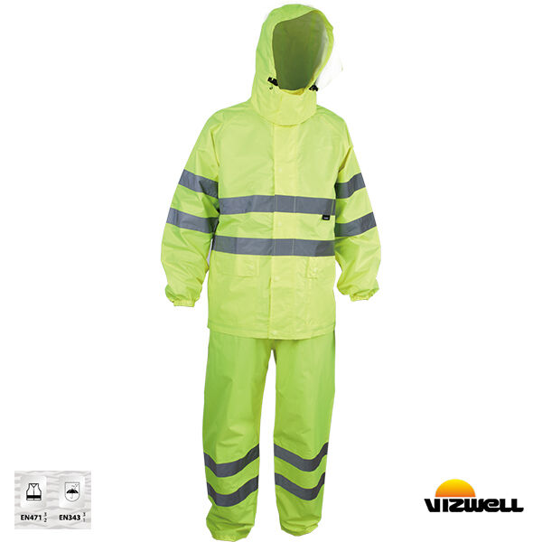 Vizwell VWJK67+68 150 D Reflektörlü Takım Yağmurluk - Sarı
