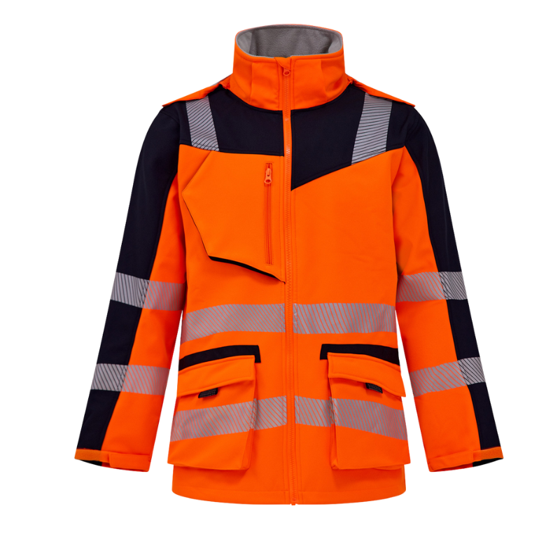 IZRASA NT80 Softshell Kırçıllı Reflektörlü Parka - Turuncu/Lacivert