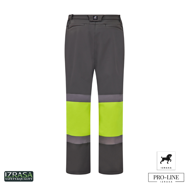 IZRASA SMP/G Softshell Dizler Oxford Reflektörlü Gri Pantolon - Gri/Sarı