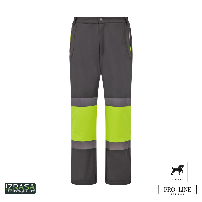 IZRASA SMP/G Softshell Dizler Oxford Reflektörlü Gri Pantolon - Gri/Sarı