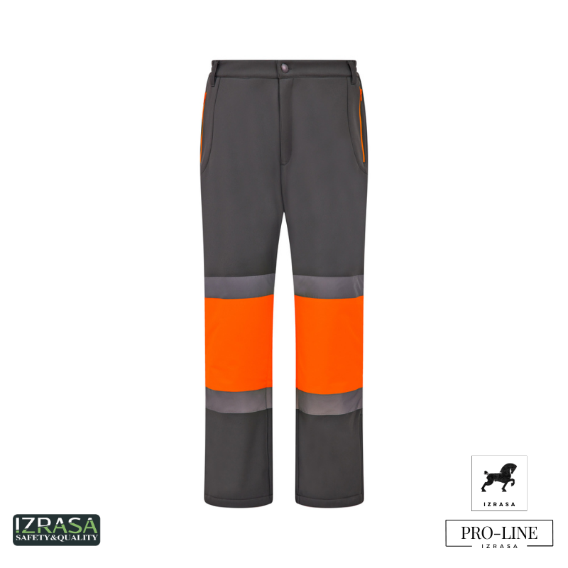 IZRASA SMP/G Softshell Dizler Oxford Reflektörlü Gri Pantolon - Gri/Turuncu