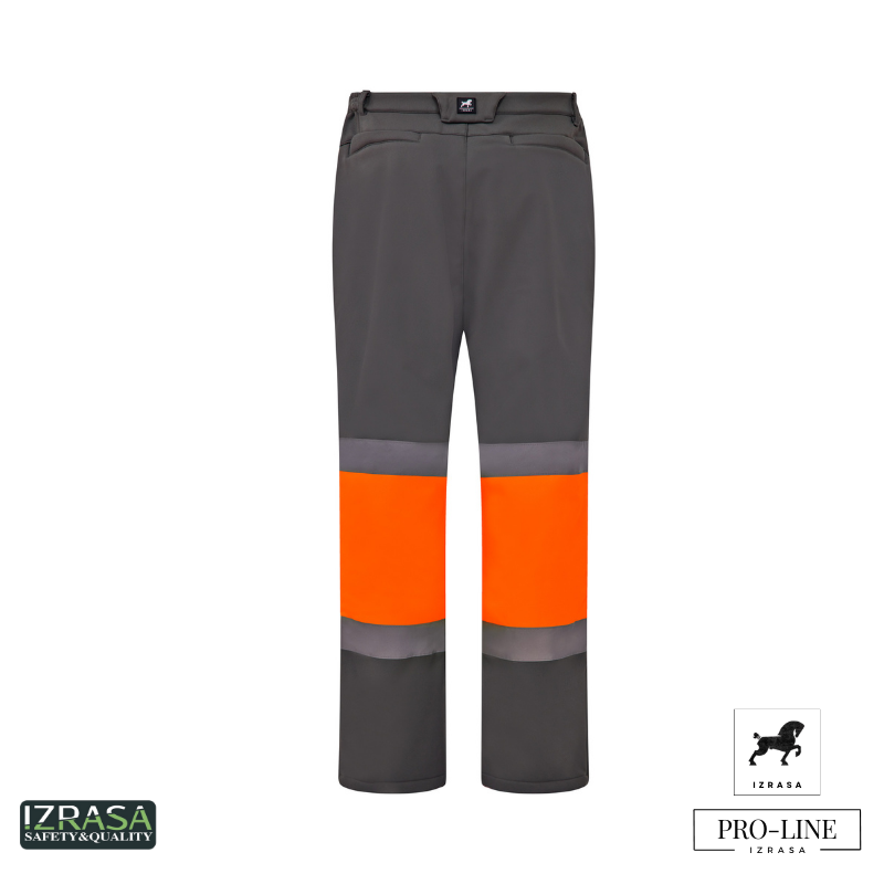 IZRASA SMP/G Softshell Dizler Oxford Reflektörlü Gri Pantolon - Gri/Turuncu