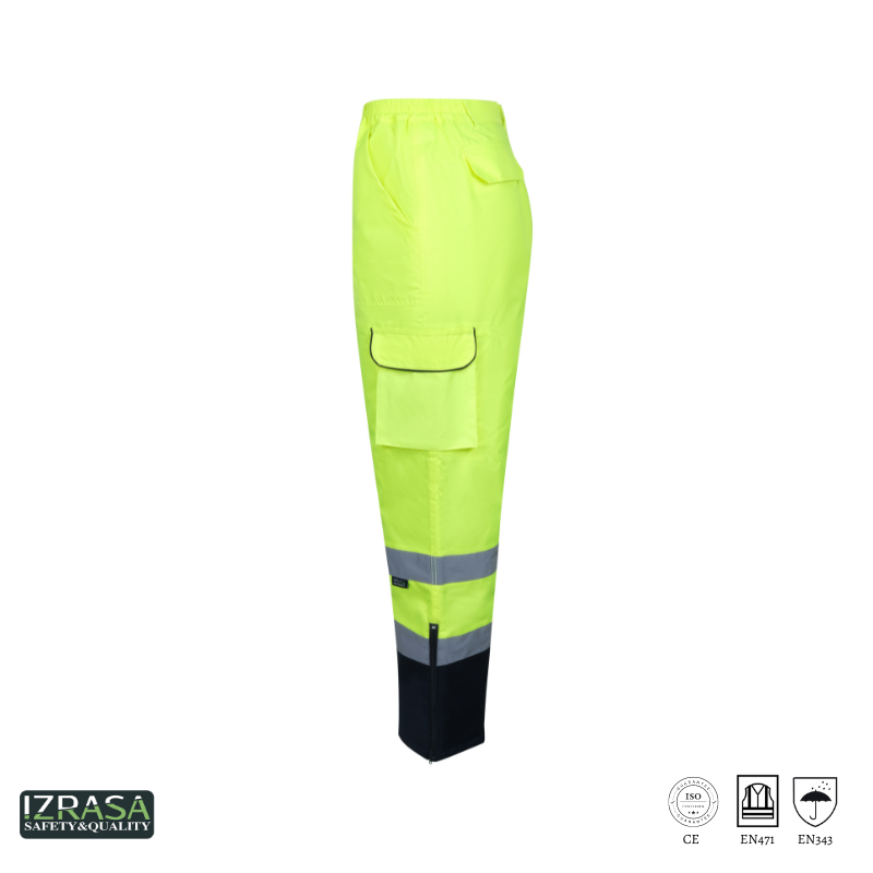IZRASA NT187 300 D Oxford İçi Kapitoneli Reflektörlü Neon Pantolon - Sarı-Gri 2XL