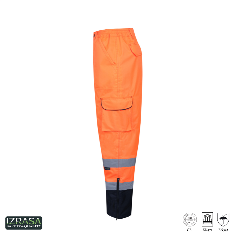 IZRASA NT187 300 D Oxford İçi Kapitoneli Reflektörlü Neon Pantolon - Turuncu-Gri S